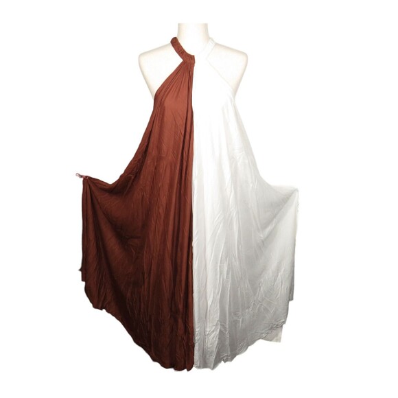 Anthropologie Let Me Be Colorblock Flowy Halter Maxi Dress Size Medium - Picture 9 of 13